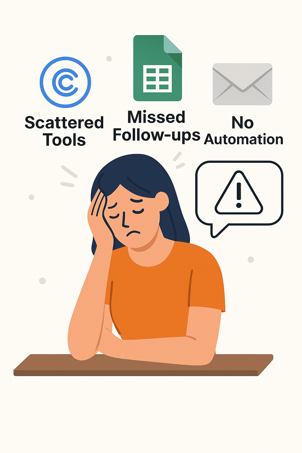 Infographic showing top mistakes coaches make when managing clients manually without a CRM
